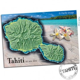 Carte postale carte de l'ile de tahiti cp365