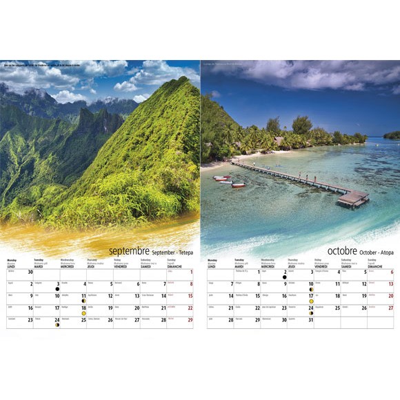 Calendrier Tahiti et ses Iles 2024 Le Classique Blanc A4