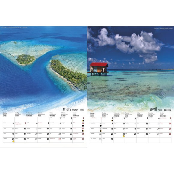 Calendrier Tahiti et ses Iles 2024 Le Classique Blanc A4