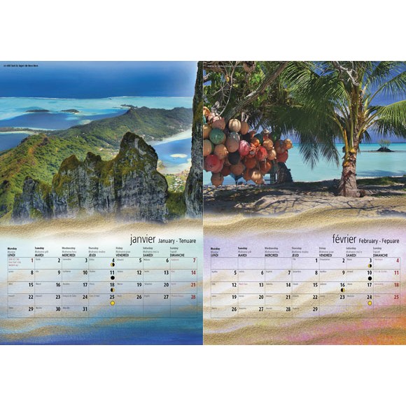 Calendrier Tahiti et ses Iles 2024 Le Classique Noir A4