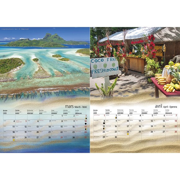 Calendrier Tahiti et ses Iles 2024 Le Classique Noir A4